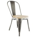 Silla Industrial Metal Tolix - Asiento de madera